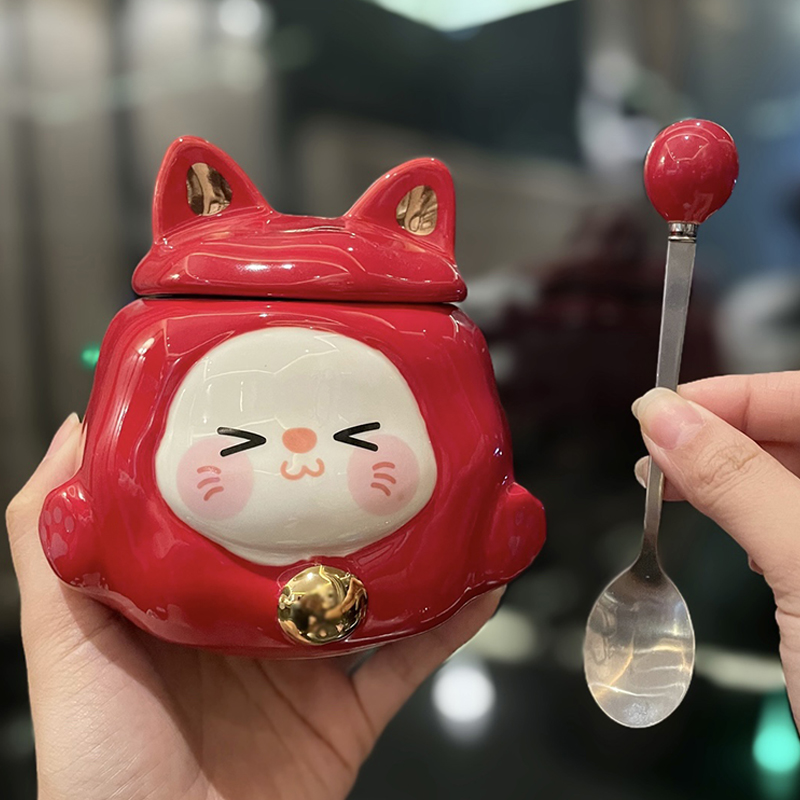 Colorful Rainbow Unicorn Ceramic Mug with Lid and Spoon, Cute Girly Water Cup for Office or Home Coffee Colorful Rainbow Unicorn Ceramic Mug with Lid and Spoon, Cute Girly Water Cup for Office or Home Coffee