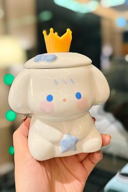 Colorful Rainbow Unicorn Ceramic Mug with Lid and Spoon, Cute Girly Water Cup for Office or Home Coffee