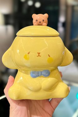 Colorful Rainbow Unicorn Ceramic Mug with Lid and Spoon, Cute Girly Water Cup for Office or Home Coffee