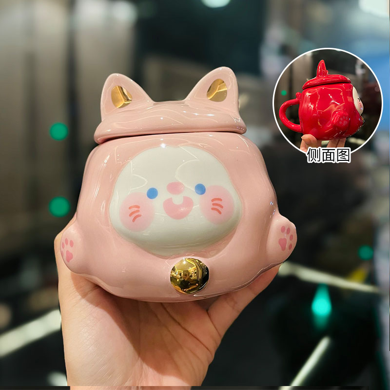 Colorful Rainbow Unicorn Ceramic Mug with Lid and Spoon, Cute Girly Water Cup for Office or Home Coffee Colorful Rainbow Unicorn Ceramic Mug with Lid and Spoon, Cute Girly Water Cup for Office or Home Coffee