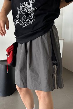 Colorful Striped Casual Zippered Shorts for Men and Women - American Style Summer Quick-Dry Breathable Nylon Five-Point Pants