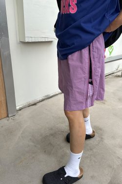 Colorful Striped Casual Zippered Shorts for Men and Women - American Style Summer Quick-Dry Breathable Nylon Five-Point Pants