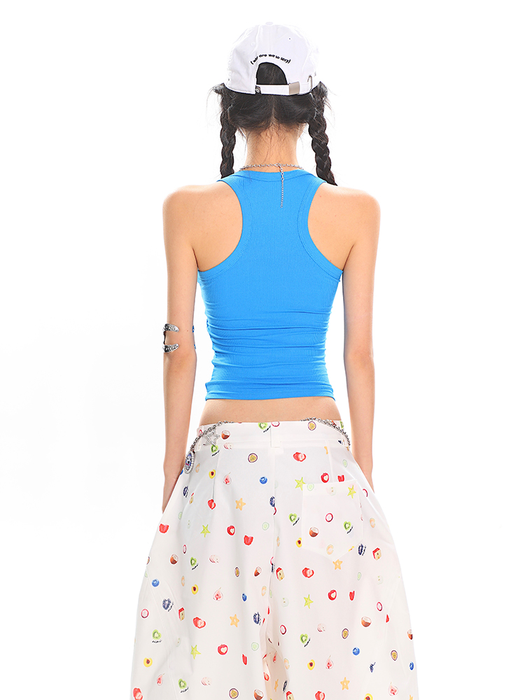 Colorful Summer Tank Top for Women - Slim Fit High-Quality Dopamine Movement Design, Trendy Casual Wear, Y2K Style Colorful Summer Tank Top for Women - Slim Fit High-Quality Dopamine Movement Design, Trendy Casual Wear, Y2K Style