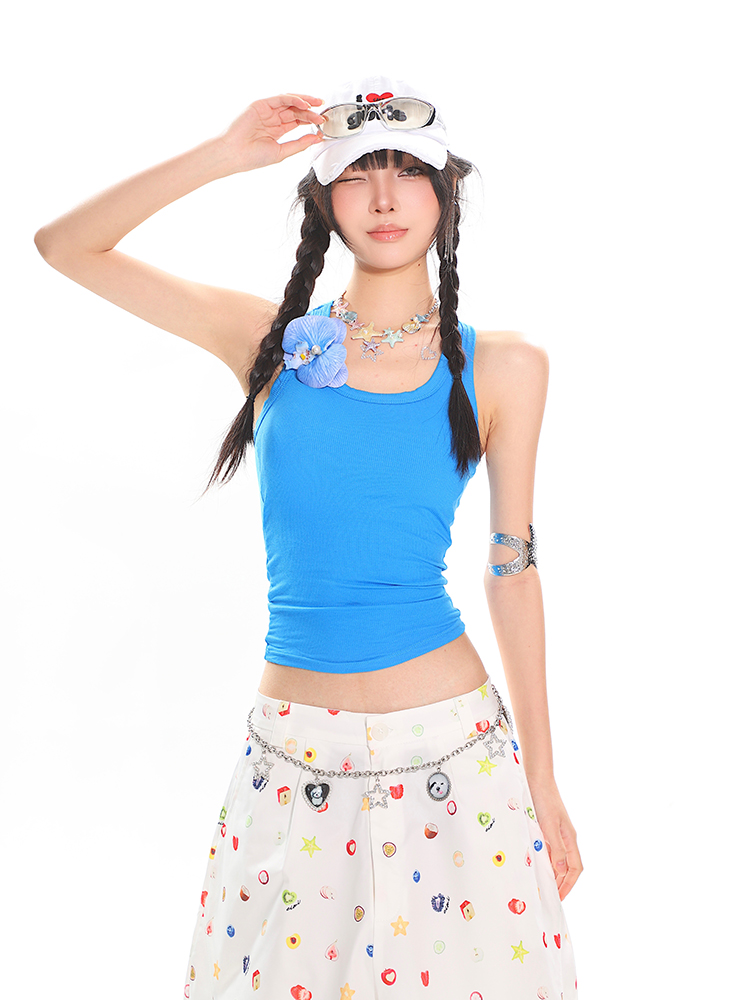 Colorful Summer Tank Top for Women - Slim Fit High-Quality Dopamine Movement Design, Trendy Casual Wear, Y2K Style Colorful Summer Tank Top for Women - Slim Fit High-Quality Dopamine Movement Design, Trendy Casual Wear, Y2K Style