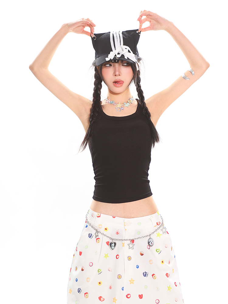 Colorful Summer Tank Top for Women - Slim Fit High-Quality Dopamine Movement Design, Trendy Casual Wear, Y2K Style Colorful Summer Tank Top for Women - Slim Fit High-Quality Dopamine Movement Design, Trendy Casual Wear, Y2K Style