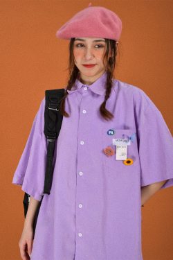 Colorful Versatile Short Sleeve Shirt for Couples - Loose Fit Candy Color Half Sleeve Top - Trendy Casual Streetwear