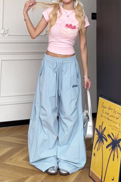 Colorful Wide-Leg Cargo Pants for Women - Summer Jazz Dance Parachute Style, American High Street Casual Outfit