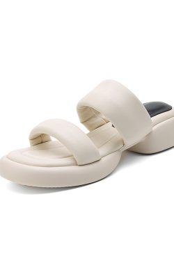 Comfortable Women's Summer Sandals with French Mid-Heel, Thick Soft Sole, Italian Corso Venezia Style for Outdoor Wear