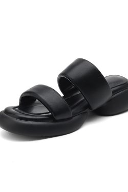 Comfortable Women's Summer Sandals with French Mid-Heel, Thick Soft Sole, Italian Corso Venezia Style for Outdoor Wear