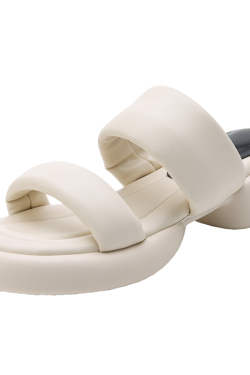 Comfortable Women's Summer Sandals with French Mid-Heel, Thick Soft Sole, Italian Corso Venezia Style for Outdoor Wear