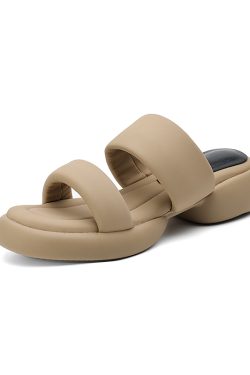 Comfortable Women's Summer Sandals with French Mid-Heel, Thick Soft Sole, Italian Corso Venezia Style for Outdoor Wear