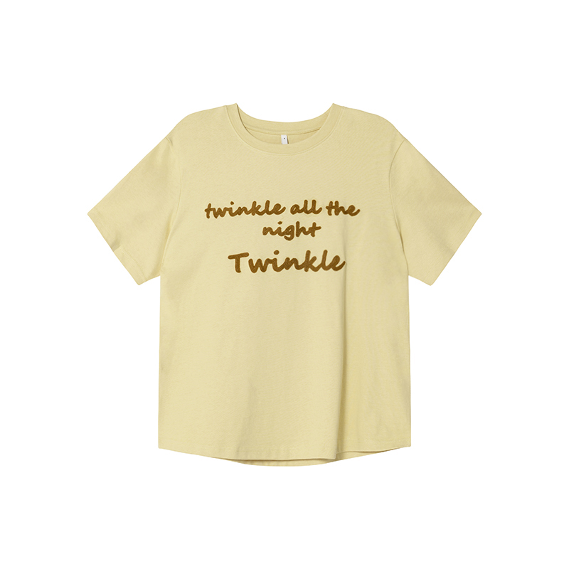 Contrast Color Letter Embroidery Round Neck Short Sleeve T-Shirt for Women - Loose Slimming Summer 2025 Style, Casual Fashion Essential Contrast Color Letter Embroidery Round Neck Short Sleeve T-Shirt for Women - Loose Slimming Summer 2025 Style, Casual Fashion Essential