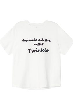 Contrast Color Letter Embroidery Round Neck Short Sleeve T-Shirt for Women - Loose Slimming Summer 2025 Style, Casual Fashion Essential