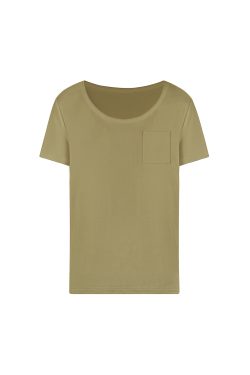 Cool Feel Loose Short Sleeve T-Shirt with Big Round Neck and Low-Cut Design - Perfect for Casual 90s Style