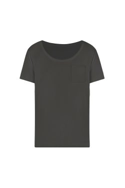 Cool Feel Loose Short Sleeve T-Shirt with Big Round Neck and Low-Cut Design - Perfect for Casual 90s Style