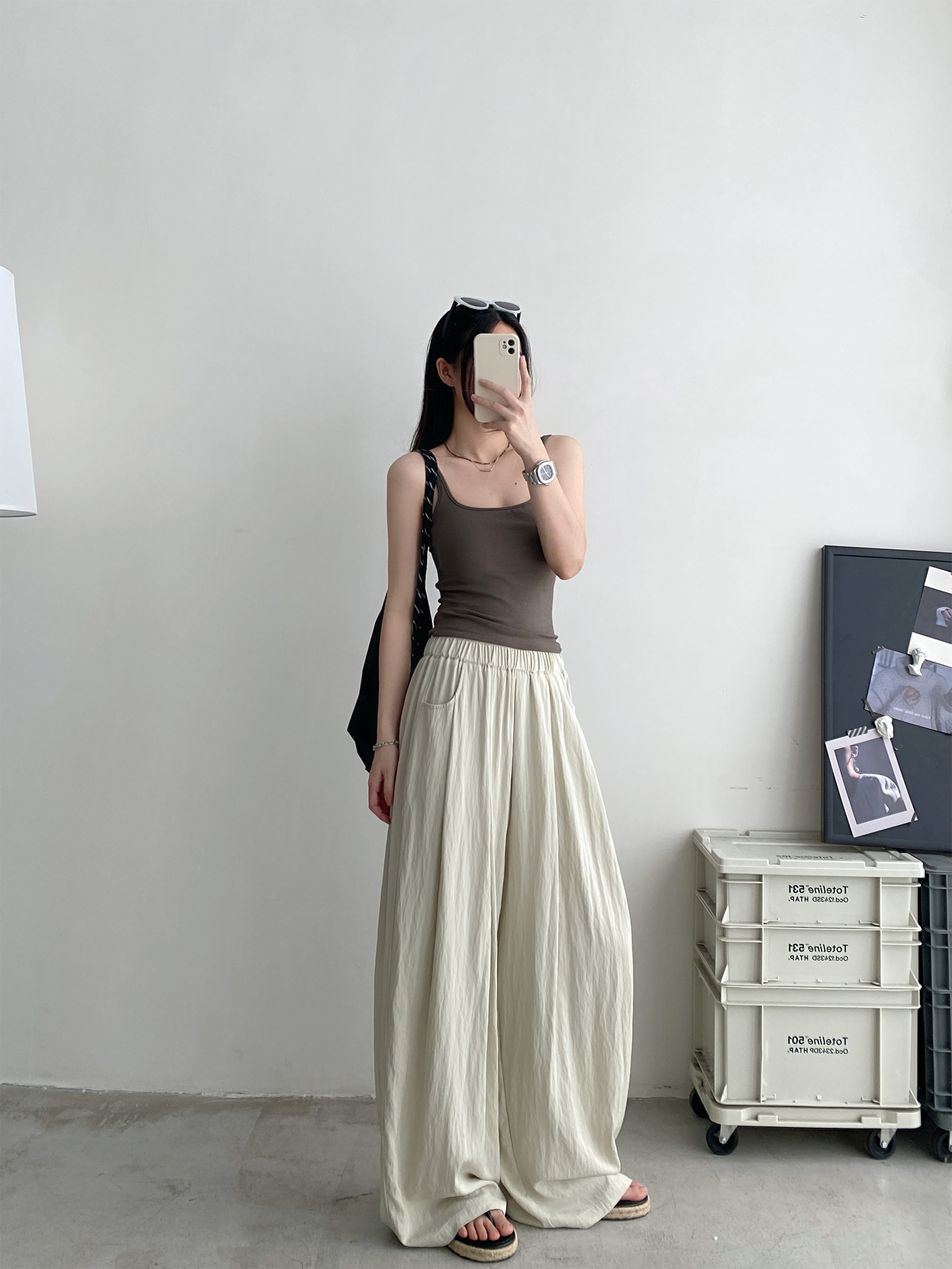 Cool Feel Wide-Leg Pants in Water-Washed Faux Tencel - Soft, Heavy-Duty Casual Long Pants with Lazy Tone Design Cool Feel Wide-Leg Pants in Water-Washed Faux Tencel - Soft, Heavy-Duty Casual Long Pants with Lazy Tone Design