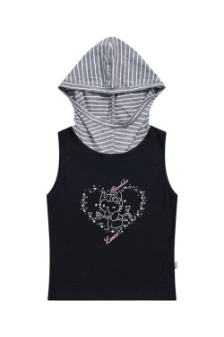 Cool Girl Summer Hooded Sleeveless Vest - Casual Printed Tee Top for Y2K Style
