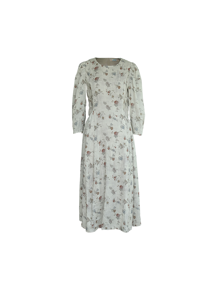 Cool Sky Blue Silk Linen Dress for Women, Vintage Autumn Puff Sleeve, Waist-Defined Long Dress, Y2K Fashion, Elegant Casual Wear Cool Sky Blue Silk Linen Dress for Women, Vintage Autumn Puff Sleeve, Waist-Defined Long Dress, Y2K Fashion, Elegant Casual Wear