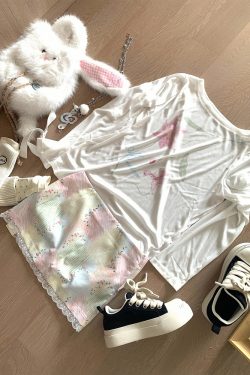 Cool Summer Tencel Printed Loose T-Shirt for Sun Protection - Trendy Mid-Length Top for Spring/Summer Style