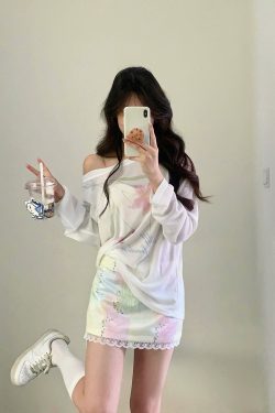 Cool Summer Tencel Printed Loose T-Shirt for Sun Protection - Trendy Mid-Length Top for Spring/Summer Style