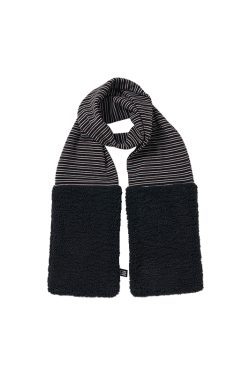 Cozy Striped Patchwork Scarf in Fluffy Lamb Wool - Warm and Cold-Resistant Neck Warmer for Autumn & Winter Fashion