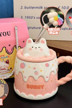 Creative Birthday Cake Mug - High-Value Ceramic Water Cup with Lid, Perfect Gift for Girls and Best Friends