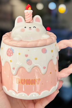 Creative Birthday Cake Mug - High-Value Ceramic Water Cup with Lid, Perfect Gift for Girls and Best Friends