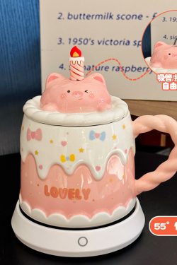 Creative Birthday Cake Mug - High-Value Ceramic Water Cup with Lid, Perfect Gift for Girls and Best Friends
