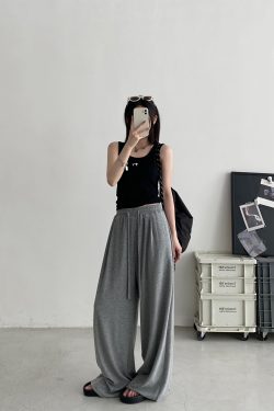 Crispy Soft Wide-Leg Pants for Spring & Autumn - Casual Loose Draped Design, Perfect for Lazy Days and Effortless Style