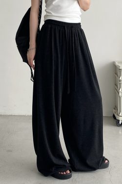Crispy Soft Wide-Leg Pants for Spring & Autumn - Casual Loose Draped Design, Perfect for Lazy Days and Effortless Style