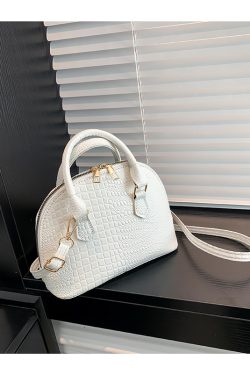 Crocodile Pattern Crossbody Shoulder Bag for Women, Vintage Shell Design, 2025 Summer Fashion Handheld Purse