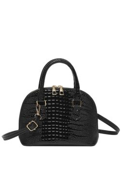 Crocodile Pattern Crossbody Shoulder Bag for Women, Vintage Shell Design, 2025 Summer Fashion Handheld Purse