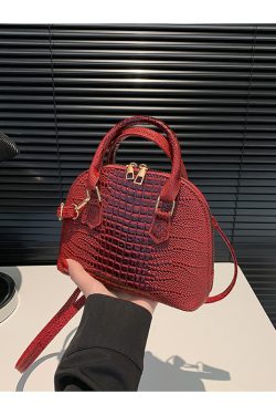 Crocodile Pattern Crossbody Shoulder Bag for Women, Vintage Shell Design, 2025 Summer Fashion Handheld Purse