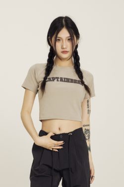 Cropped Jazz Dance T-Shirt for Women - Sweet and Spicy Team Captain Design, Summer Hot Girl Style, 90s Inspired Top