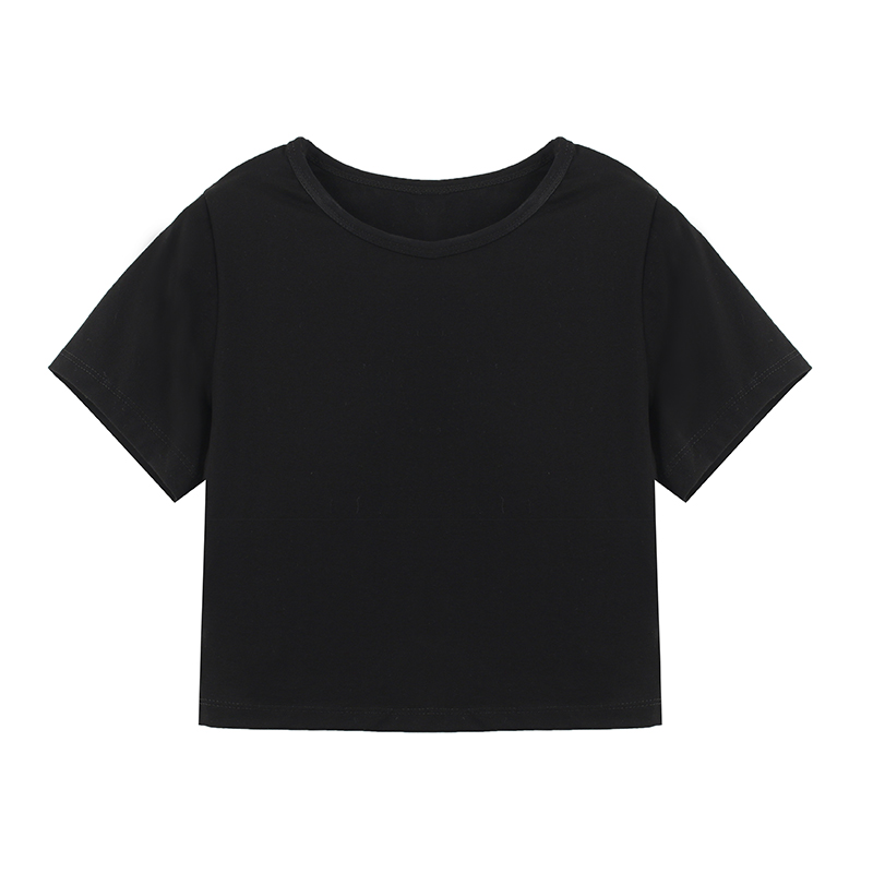 Cropped Pure Cotton Short Sleeve T-Shirt for Women, Slim Fit, Solid Color Round Neck Top - Versatile Summer 2025 Essential Cropped Pure Cotton Short Sleeve T-Shirt for Women, Slim Fit, Solid Color Round Neck Top - Versatile Summer 2025 Essential