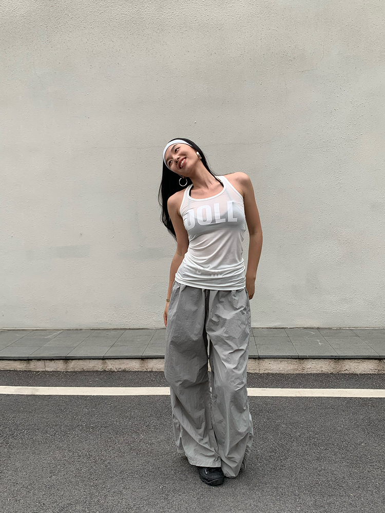 Cross-Back Tank Dress in Semi-Transparent Tencel with Dollcore Print, High Comfort Stretch Fabric for Aesthetic Style Cross-Back Tank Dress in Semi-Transparent Tencel with Dollcore Print, High Comfort Stretch Fabric for Aesthetic Style