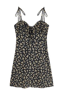 Curvy Floral Tea Break Slimming Sexy Waist-Defined Sling Dress - 90s Inspired Summer Fashion