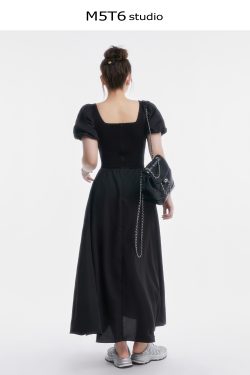 Curvy Minimalist Hepburn Style Split Dress - Elegant Long Skirt in Main Colors for 90s and Y2K Fashion Lovers
