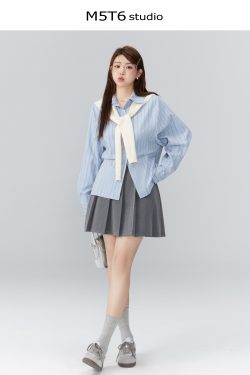 Curvy Ouni Casual Loose Slimming Shoulder Shirt in Sweet Lazy Style - Ideal for 90s and Y2K Fashion Lovers