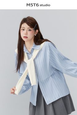 Curvy Ouni Casual Loose Slimming Shoulder Shirt in Sweet Lazy Style - Ideal for 90s and Y2K Fashion Lovers