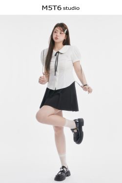 Curvy Sweet Bean A-Line Skirt for Women - College Style Waist-Defining Short Pleated Skirt, Trendy Casual Fashion