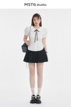 Curvy Sweet Bean A-Line Skirt for Women - College Style Waist-Defining Short Pleated Skirt, Trendy Casual Fashion