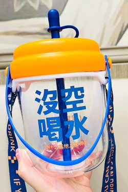 Cute 1L Plastic Straw Cup - High-Quality Graduation Water Bottle for Students, Perfect Gift for School and Summer Activities