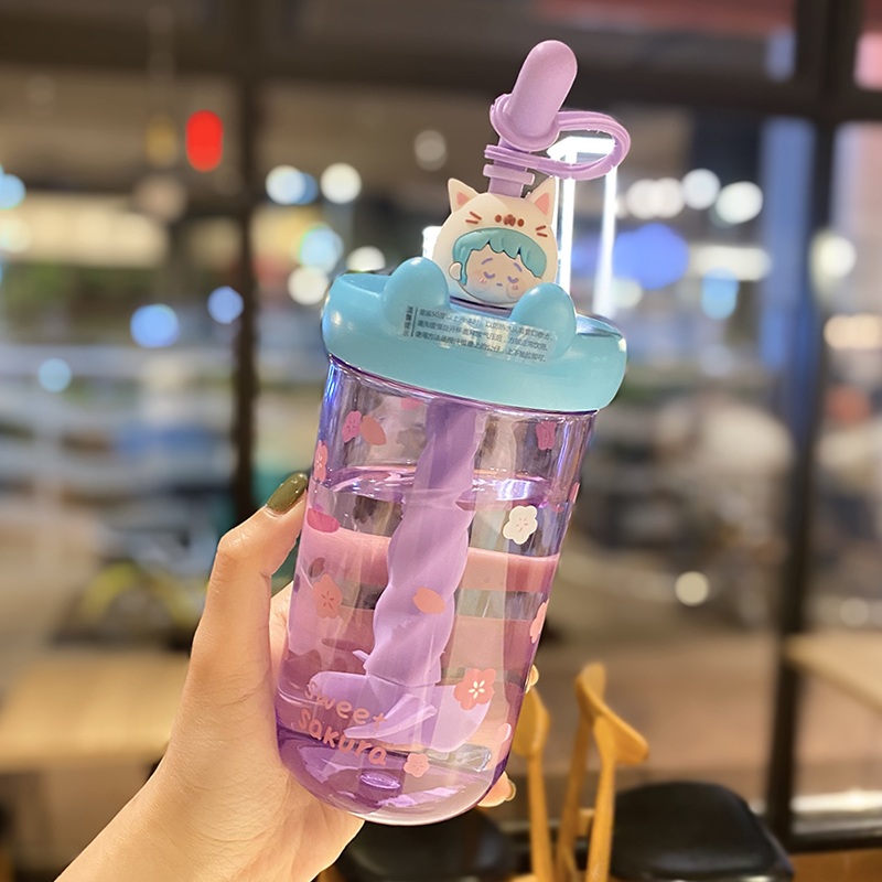 Cute 1L Plastic Straw Cup - High-Quality Graduation Water Bottle for Students, Perfect Gift for School and Summer Activities Cute 1L Plastic Straw Cup - High-Quality Graduation Water Bottle for Students, Perfect Gift for School and Summer Activities