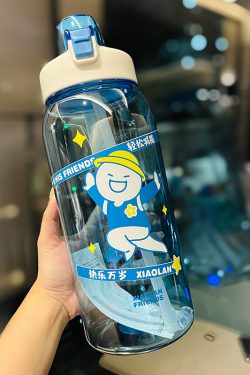 Cute 1L Plastic Straw Cup - High-Quality Graduation Water Bottle for Students, Perfect Gift for School and Summer Activities