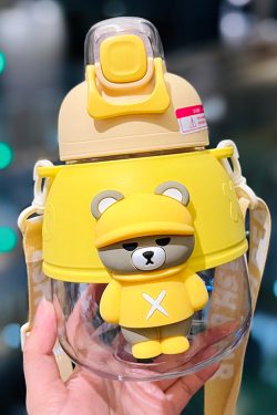 Cute 1L Plastic Straw Cup - High-Quality Graduation Water Bottle for Students, Perfect Gift for School and Summer Activities