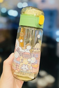 Cute 1L Plastic Straw Cup - High-Quality Graduation Water Bottle for Students, Perfect Gift for School and Summer Activities