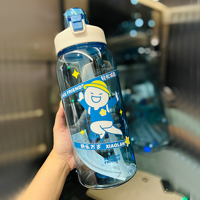 Cute 1L Plastic Straw Cup - High-Quality Graduation Water Bottle for Students, Perfect Gift for School and Summer Activities Cute 1L Plastic Straw Cup - High-Quality Graduation Water Bottle for Students, Perfect Gift for School and Summer Activities