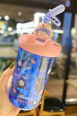 Cute 1L Plastic Straw Cup - High-Quality Graduation Water Bottle for Students, Perfect Gift for School and Summer Activities
