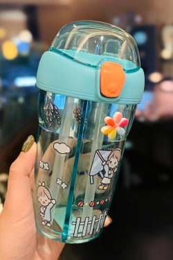 Cute 1L Plastic Straw Cup - High-Quality Graduation Water Bottle for Students, Perfect Gift for School and Summer Activities